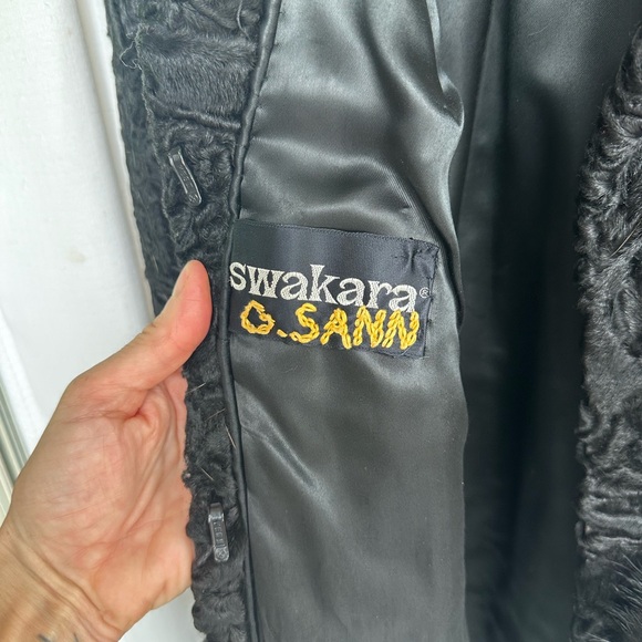 Vintage authentic Swakara black lamb and fox fur pompom coat - Picture 4 of 7